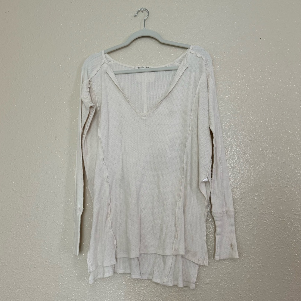 We The Free Cream V Neck Long Sleeve